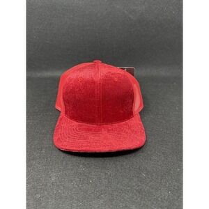 Cambridge Red Velvet Trucker Hat Snapback Mesh Back Flat Bill Cap NWT
